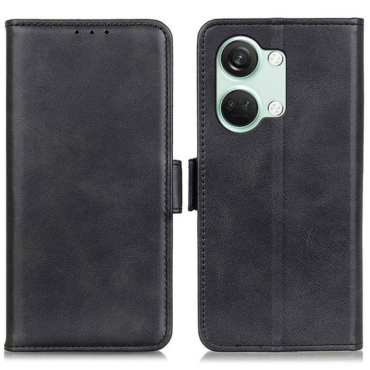 For OnePlus Nord 3 5G / Ace 2V Cowhide Texture Wallet Stand Phone Case PU Leather Cover Shell - Black