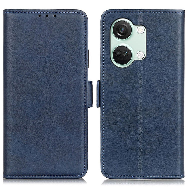 For OnePlus Nord 3 5G / Ace 2V Cowhide Texture Wallet Stand Phone Case PU Leather Cover Shell - Blue