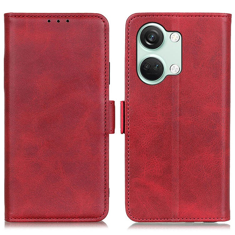 For OnePlus Nord 3 5G / Ace 2V Cowhide Texture Wallet Stand Phone Case PU Leather Cover Shell - Red