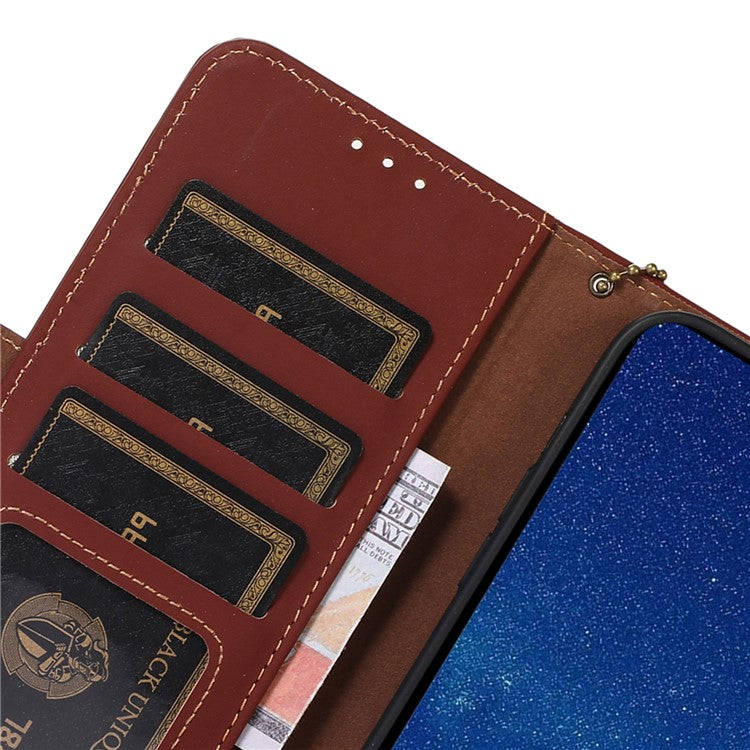 For OnePlus Nord 3 5G / Ace 2V Wallet Phone Case Genuine Cow Leather RFID Blocking Stand Cover - Coffee