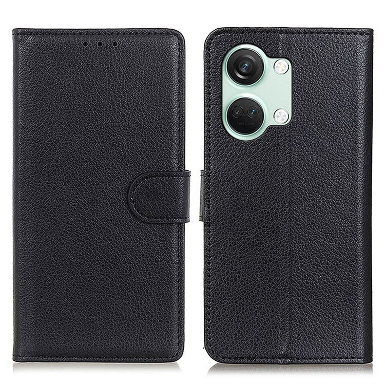 For OnePlus Nord 3 5G / Ace 2V Litchi Texture Wallet Stand Cover PU Leather Shockproof Phone Case - Black
