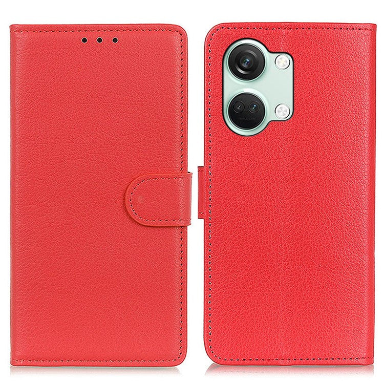 For OnePlus Nord 3 5G / Ace 2V Litchi Texture Wallet Stand Cover PU Leather Shockproof Phone Case - Red