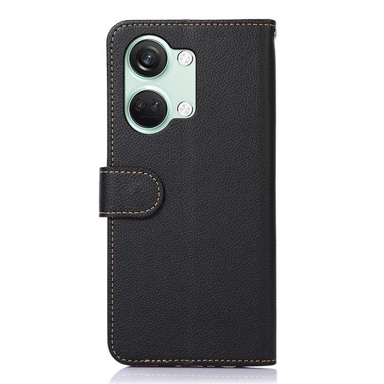 KHAZNEH For OnePlus Nord 3 5G / Ace 2V Phone Case PU Leather Litchi Texture RFID Blocking Stand Wallet Cover - Black