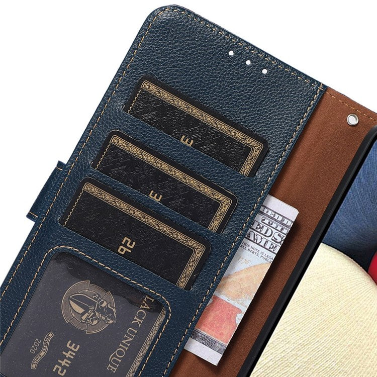 KHAZNEH For OnePlus Nord 3 5G / Ace 2V Phone Case PU Leather Litchi Texture RFID Blocking Stand Wallet Cover - Blue
