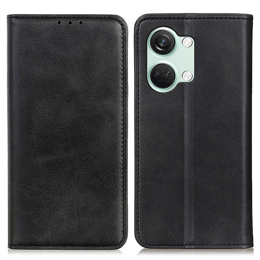 For OnePlus Nord 3 5G / Ace 2V Wallet Case Split Leather Stand Magnetic Flip Phone Cover - Black