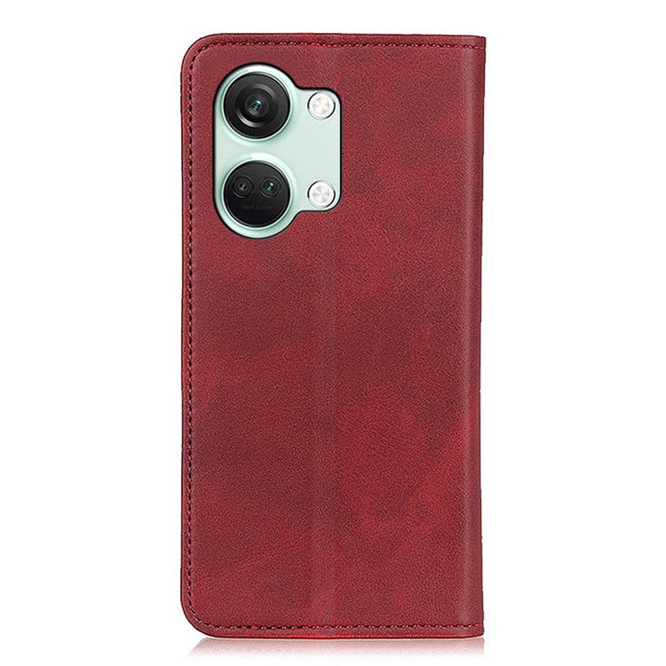 For OnePlus Nord 3 5G / Ace 2V Wallet Case Split Leather Stand Magnetic Flip Phone Cover - Red