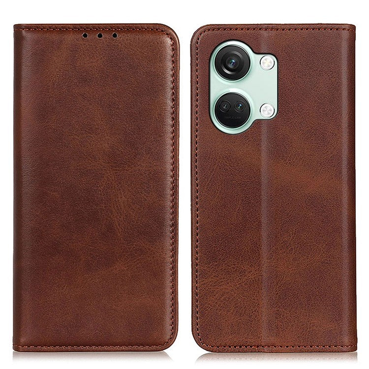 For OnePlus Nord 3 5G / Ace 2V Wallet Case Split Leather Stand Magnetic Flip Phone Cover - Coffee