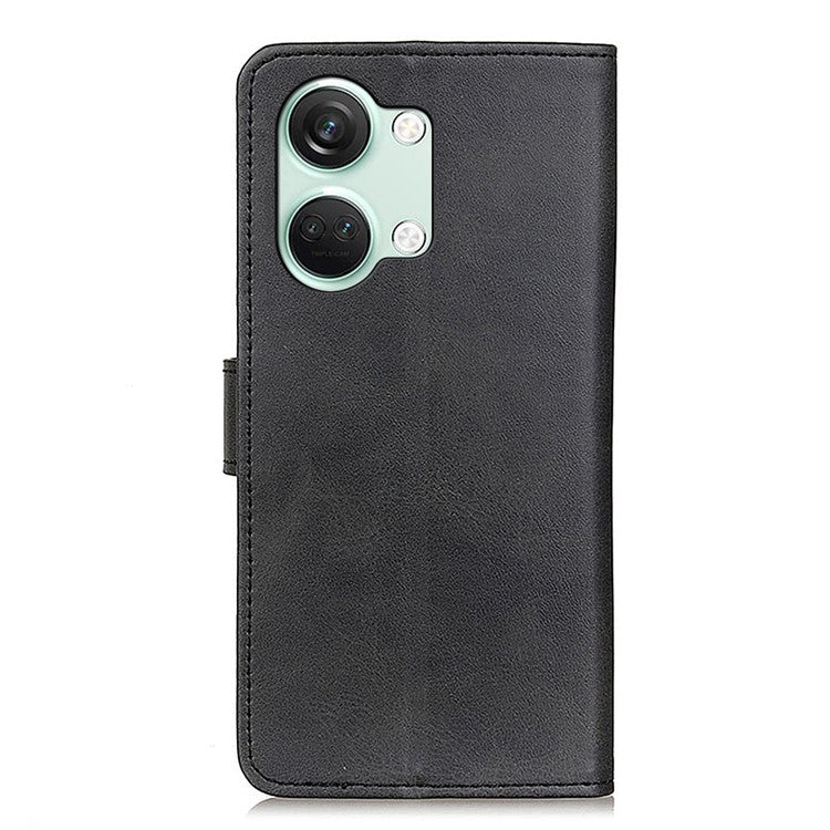 OnePlus Ace 2V / Nord 3 5G Cowhide Texture Phone Case PU Leather Foldable Stand Wallet Cover - Black