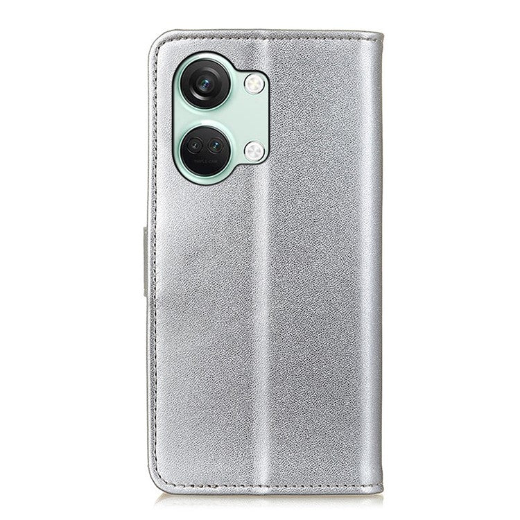 For OnePlus Nord 3 5G / Ace 2V Textured PU Leather Wallet Cover Anti-fall Flip Stand Phone Case - Silver