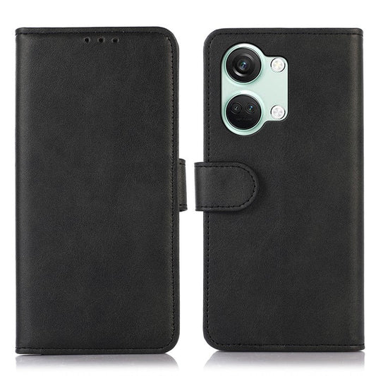 Stand Phone Case for OnePlus Nord 3 5G / Ace 2V , Wallet PU Leather Cowhide Texture Smartphone Cover - Black