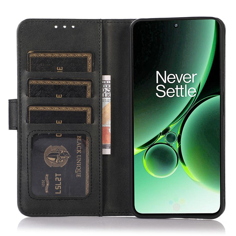 Stand Phone Case for OnePlus Nord 3 5G / Ace 2V , Wallet PU Leather Cowhide Texture Smartphone Cover - Black