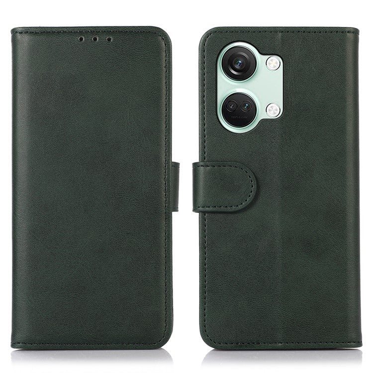 Stand Phone Case for OnePlus Nord 3 5G / Ace 2V , Wallet PU Leather Cowhide Texture Smartphone Cover - Green