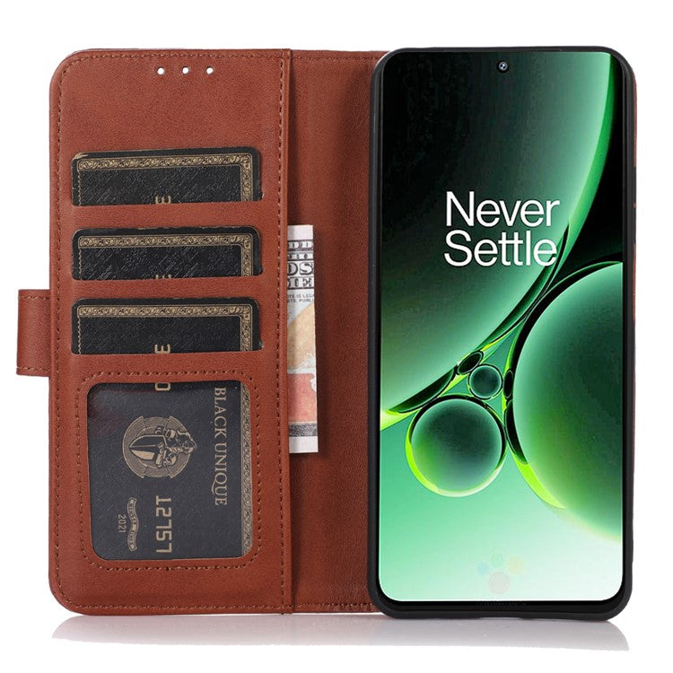 Stand Phone Case for OnePlus Nord 3 5G / Ace 2V , Wallet PU Leather Cowhide Texture Smartphone Cover - Brown