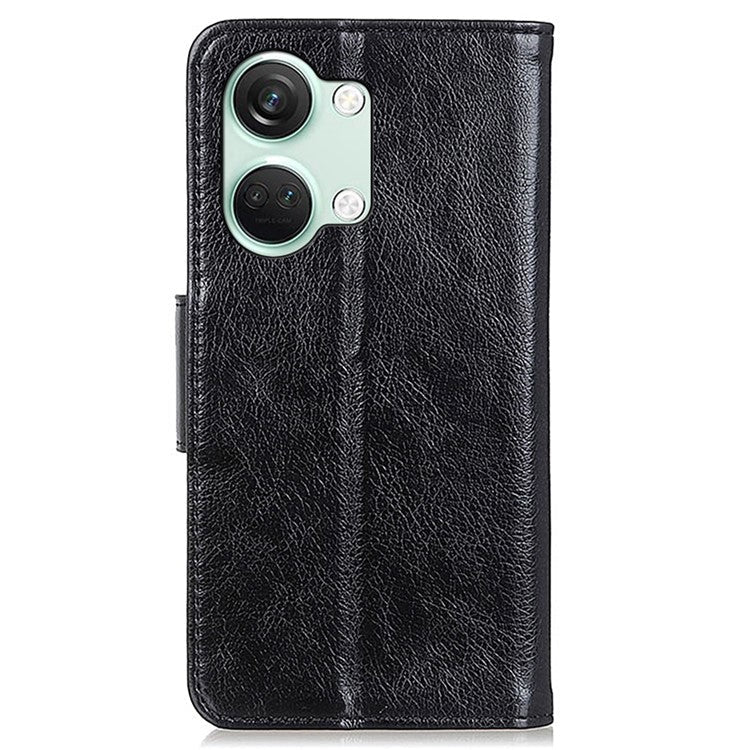 For OnePlus Nord 3 5G / Ace 2V Phone Case Nappa Texture Cover  Stand Anti-fall Split Leather Wallet - Black
