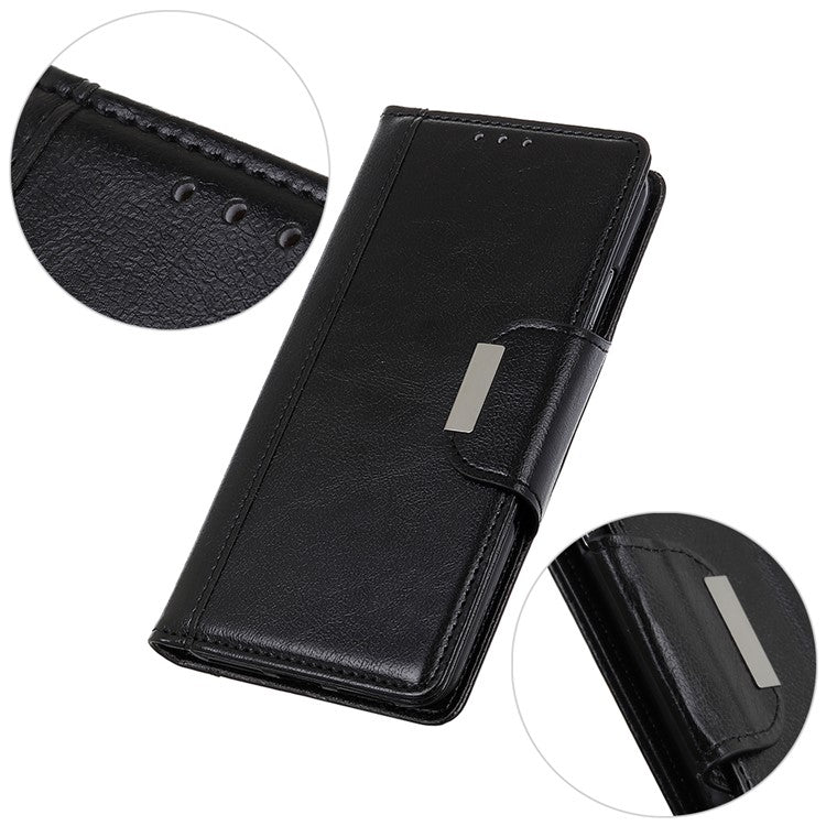 For OnePlus Nord 3 5G / Ace 2V PU Leather Case Foldable Stand Wallet Cowhide Texture Phone Cover - Black