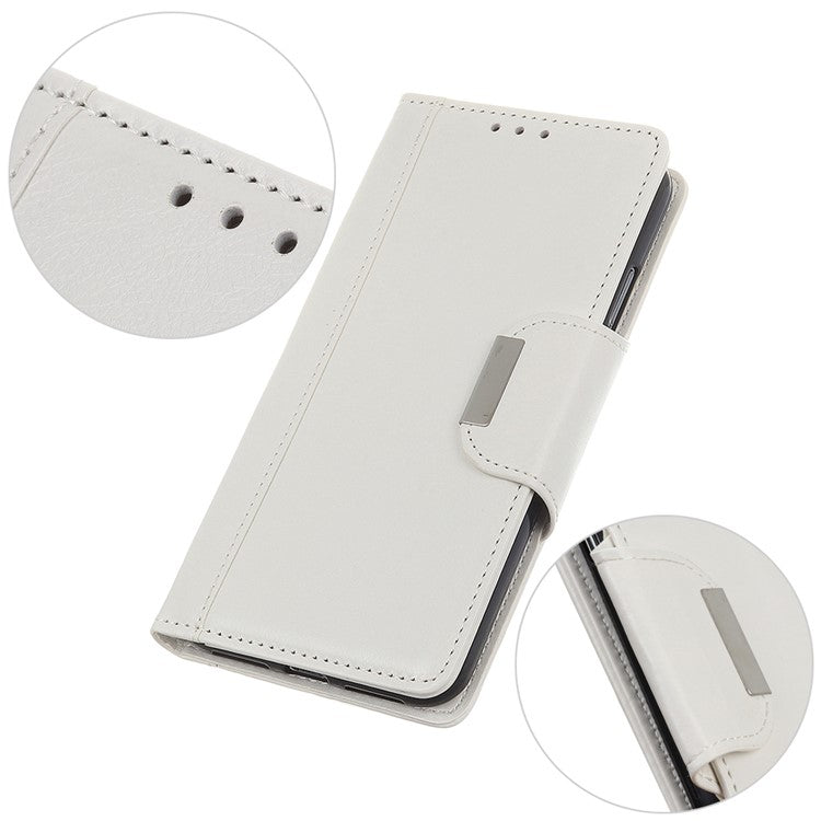For OnePlus Nord 3 5G / Ace 2V PU Leather Case Foldable Stand Wallet Cowhide Texture Phone Cover - White
