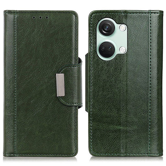 For OnePlus Nord 3 5G / Ace 2V PU Leather Case Foldable Stand Wallet Cowhide Texture Phone Cover - Green