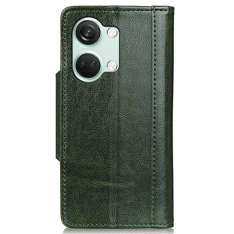 For OnePlus Nord 3 5G / Ace 2V PU Leather Case Foldable Stand Wallet Cowhide Texture Phone Cover - Green
