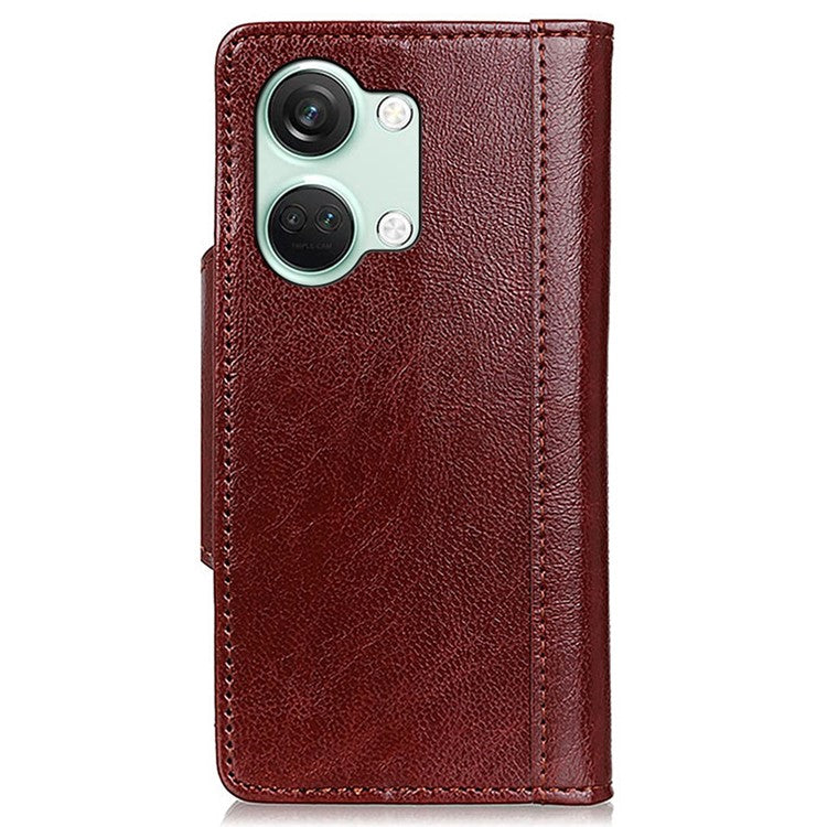 For OnePlus Nord 3 5G / Ace 2V PU Leather Case Foldable Stand Wallet Cowhide Texture Phone Cover - Brown