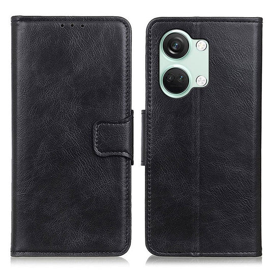 For OnePlus Nord 3 5G / Ace 2V PU Leather Case Crazy Horse Texture Wallet Stand Phone Shockproof Cover - Black