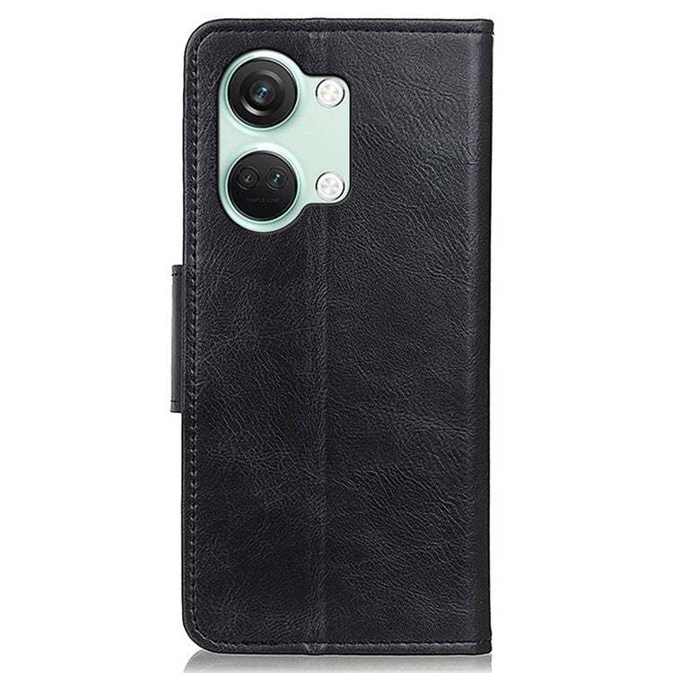 For OnePlus Nord 3 5G / Ace 2V PU Leather Case Crazy Horse Texture Wallet Stand Phone Shockproof Cover - Black