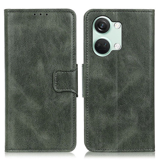 For OnePlus Nord 3 5G / Ace 2V PU Leather Case Crazy Horse Texture Wallet Stand Phone Shockproof Cover - Blackish Green