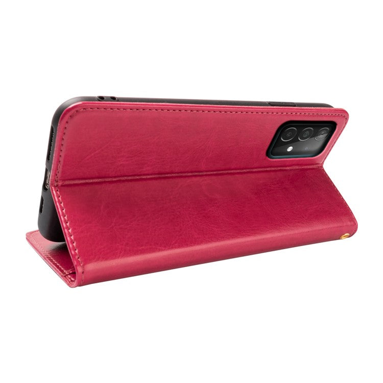For Samsung Galaxy A23 4G / A23 5G (Global Version) Crazy Horse Texture Phone Case Wallet Drop Protection Magnetic PU Leather Stand Cover - Rose