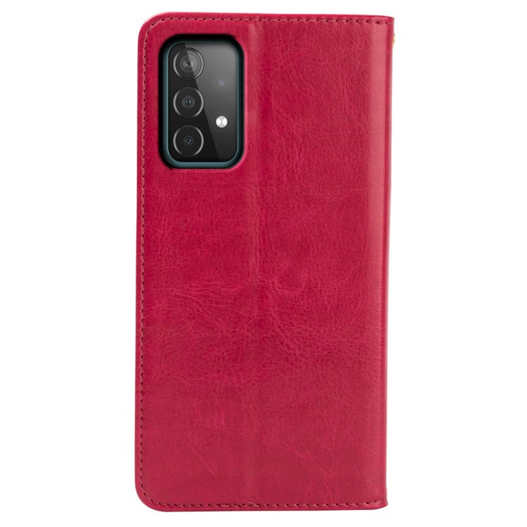 For Samsung Galaxy A23 4G / A23 5G (Global Version) Crazy Horse Texture Phone Case Wallet Drop Protection Magnetic PU Leather Stand Cover - Rose