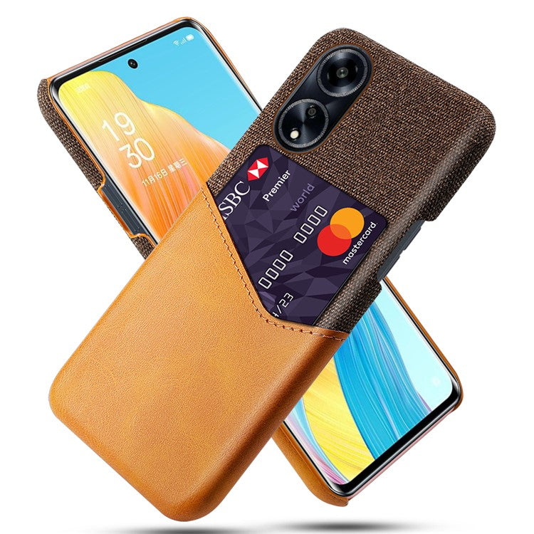 Protective Case for Oppo A1 5G / A98 5G / F23 5G , PU Leather Coated PC Cloth Texture Phone Cover with Card Slot - Orange