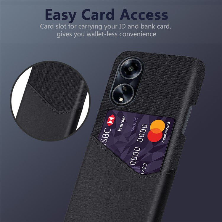 Protective Case for Oppo A1 5G / A98 5G / F23 5G , PU Leather Coated PC Cloth Texture Phone Cover with Card Slot - Black
