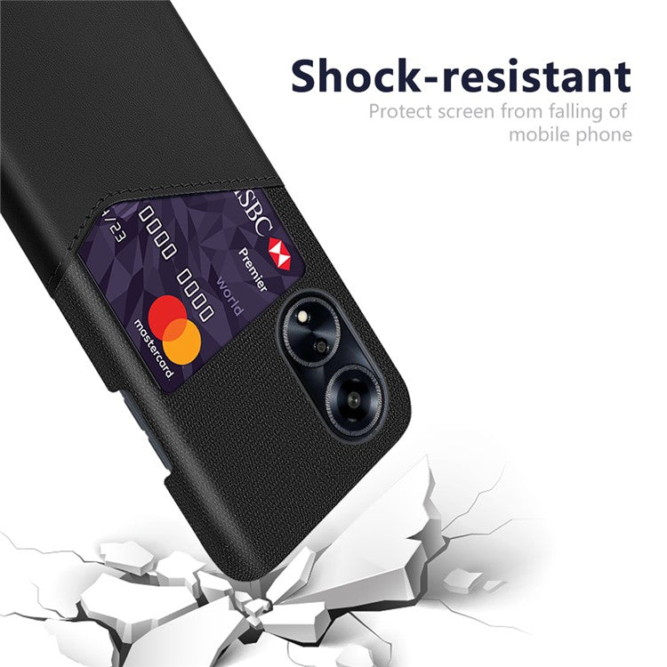 Protective Case for Oppo A1 5G / A98 5G / F23 5G , PU Leather Coated PC Cloth Texture Phone Cover with Card Slot - Black