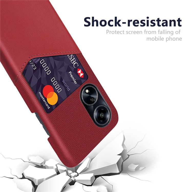 Protective Case for Oppo A1 5G / A98 5G / F23 5G , PU Leather Coated PC Cloth Texture Phone Cover with Card Slot - Red