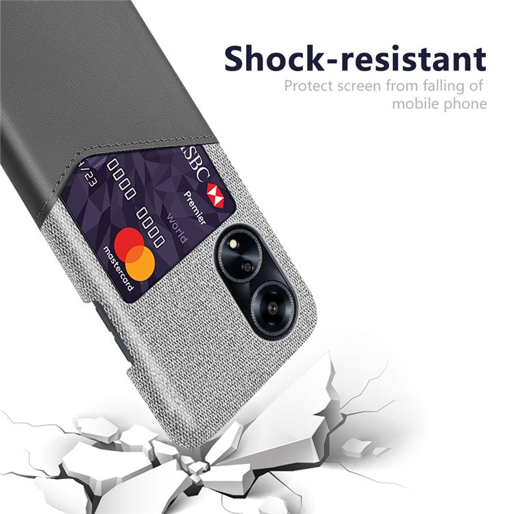 Protective Case for Oppo A1 5G / A98 5G / F23 5G , PU Leather Coated PC Cloth Texture Phone Cover with Card Slot - Grey