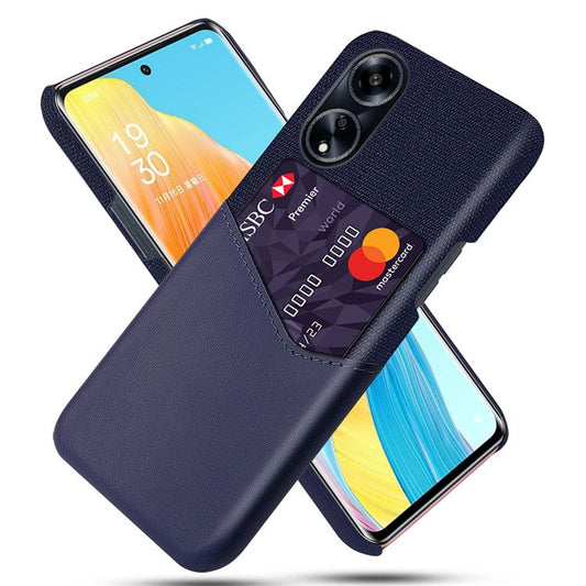 Protective Case for Oppo A1 5G / A98 5G / F23 5G , PU Leather Coated PC Cloth Texture Phone Cover with Card Slot - Blue