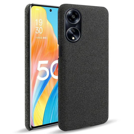 Phone Case for Oppo A1 5G / A98 5G / F23 5G , Dual Layer Cloth+Hard PC Protective Cover - Black