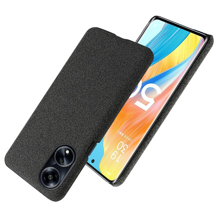 Phone Case for Oppo A1 5G / A98 5G / F23 5G , Dual Layer Cloth+Hard PC Protective Cover - Black