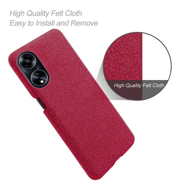 Phone Case for Oppo A1 5G / A98 5G / F23 5G , Dual Layer Cloth+Hard PC Protective Cover - Red