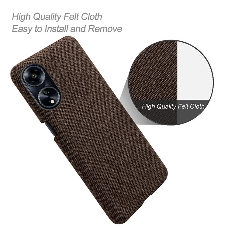 Phone Case for Oppo A1 5G / A98 5G / F23 5G , Dual Layer Cloth+Hard PC Protective Cover - Brown