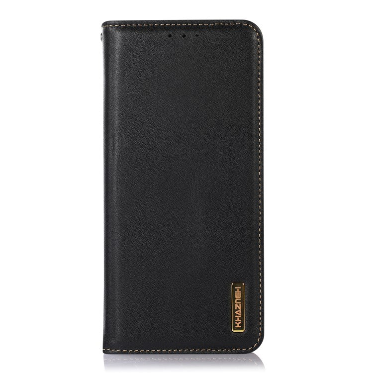 KHAZNEH For OnePlus Nord 3 5G / Ace 2V RFID Blocking Genuine Cow Leather Wallet Case Phone Stand Cover - Black