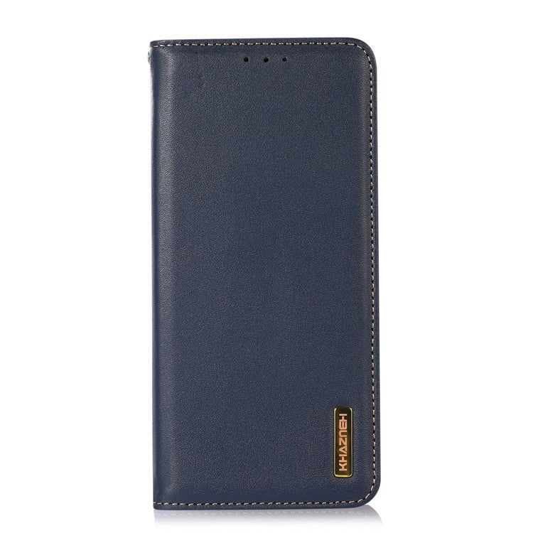 KHAZNEH For OnePlus Nord 3 5G / Ace 2V RFID Blocking Genuine Cow Leather Wallet Case Phone Stand Cover - Dark Blue