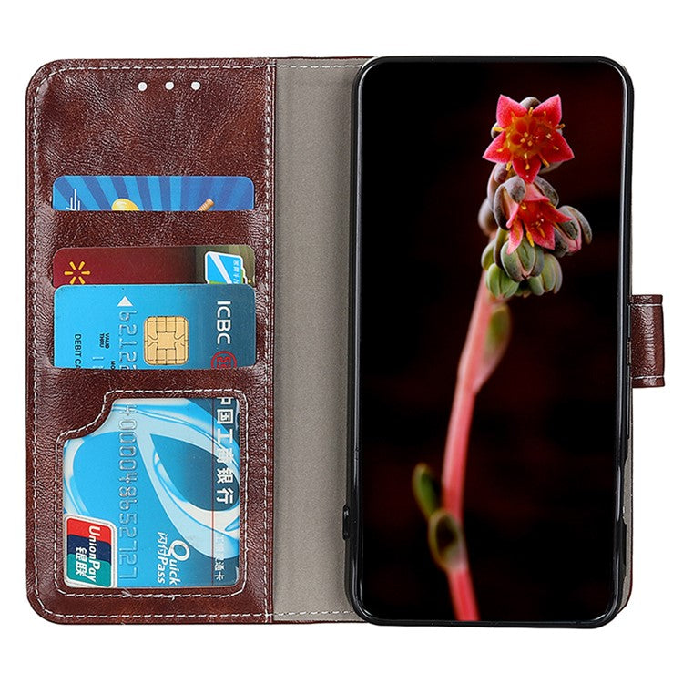 For OnePlus Nord 3 5G / Ace 2V Magnetic Clasp Leather Wallet Case Retro Crazy Horse Texture Stand Cover - Brown