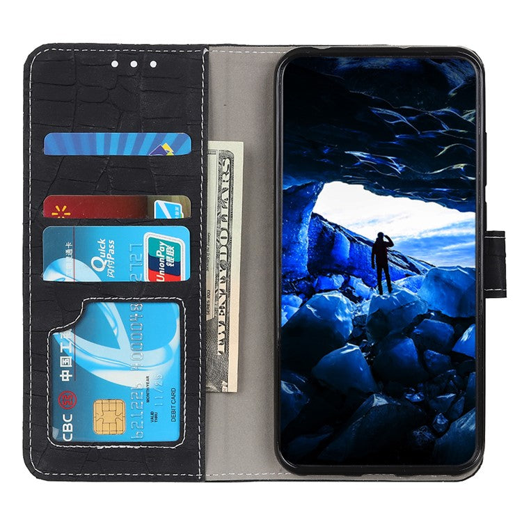 For OnePlus Nord 3 5G / Ace 2V Crocodile Texture Phone Drop-proof Case PU Leather Wallet Stand Cover - Black