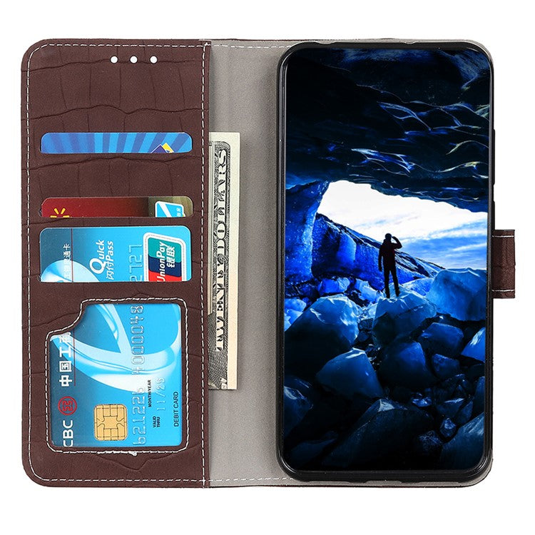 For OnePlus Nord 3 5G / Ace 2V Crocodile Texture Phone Drop-proof Case PU Leather Wallet Stand Cover - Brown