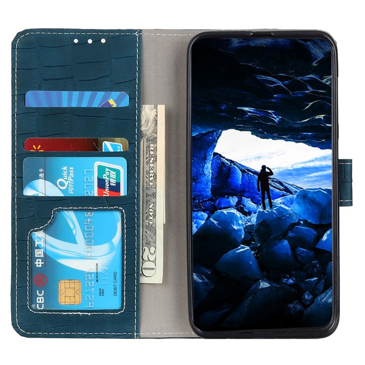 For OnePlus Nord 3 5G / Ace 2V Crocodile Texture Phone Drop-proof Case PU Leather Wallet Stand Cover - Blackish Green