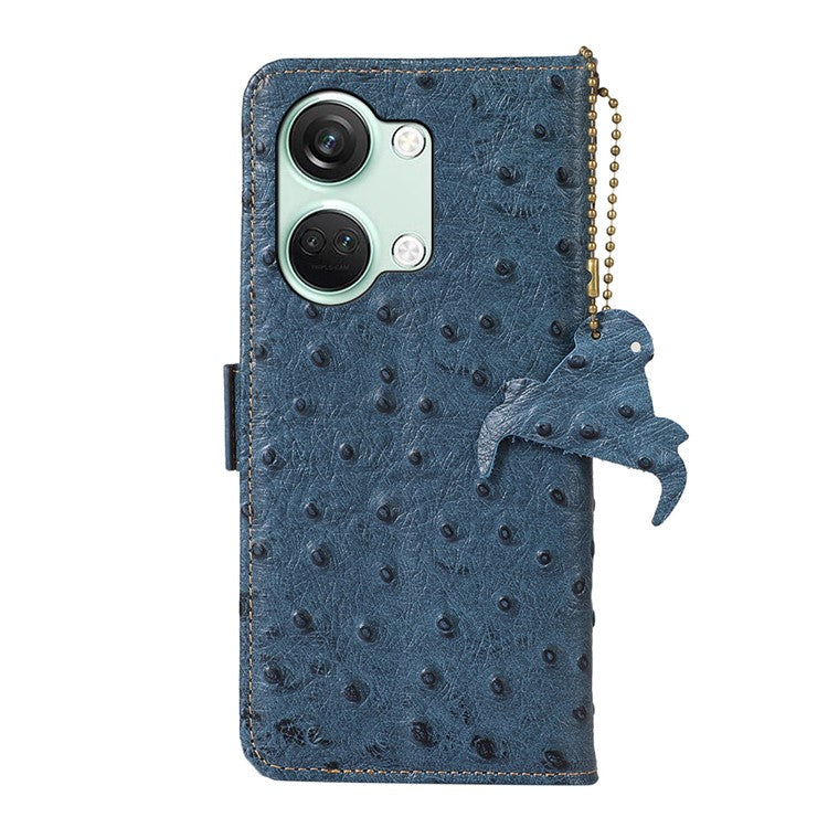 Wallet Case for OnePlus Ace 2V / Nord 3 5G , RFID Blocking Stand Genuine Cow Leather Phone Cover - Blue