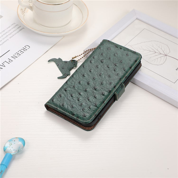 Wallet Case for OnePlus Ace 2V / Nord 3 5G , RFID Blocking Stand Genuine Cow Leather Phone Cover - Green