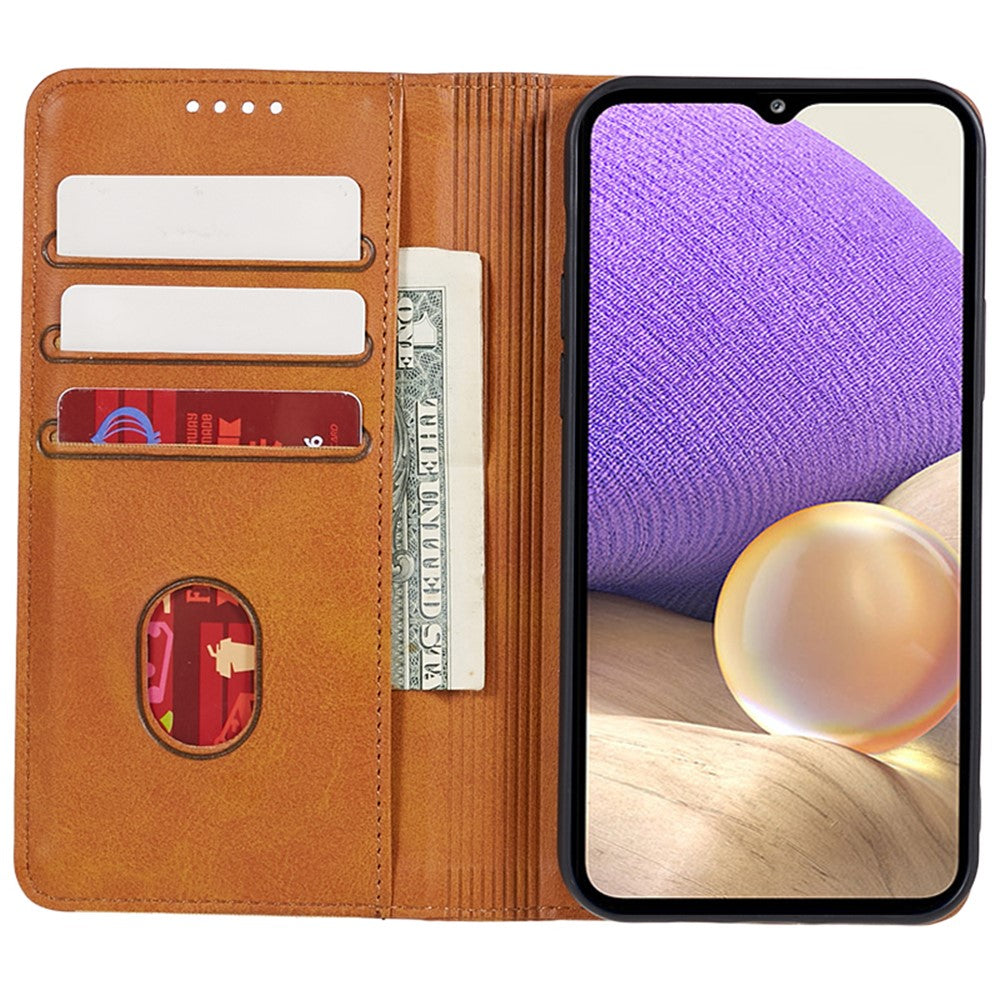 For Samsung Galaxy M54 5G / F54 5G Anti-drop PU Leather Stand Case Calf Texture Wallet  Phone Cover - Khaki