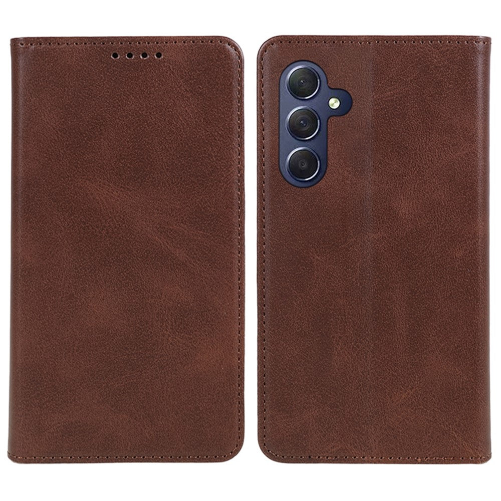 For Samsung Galaxy M54 5G / F54 5G Anti-drop PU Leather Stand Case Calf Texture Wallet  Phone Cover - Brown
