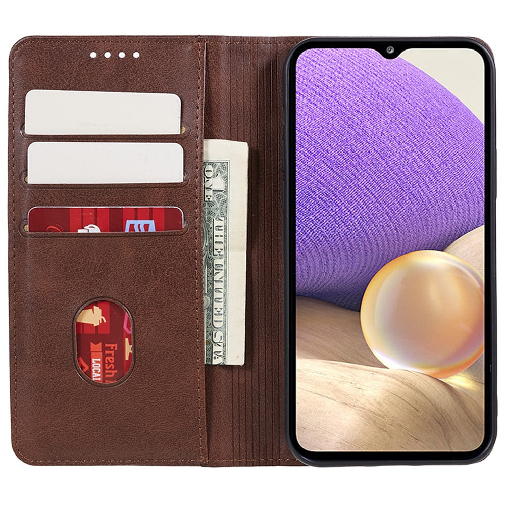 For Samsung Galaxy M54 5G / F54 5G Anti-drop PU Leather Stand Case Calf Texture Wallet  Phone Cover - Brown