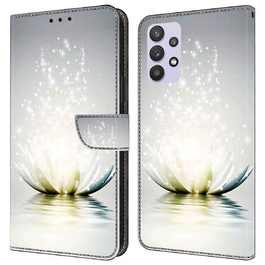 For Samsung Galaxy A32 5G Leather Phone Case 3D Pattern Printing Stand Wallet Folio Cover - Lotus
